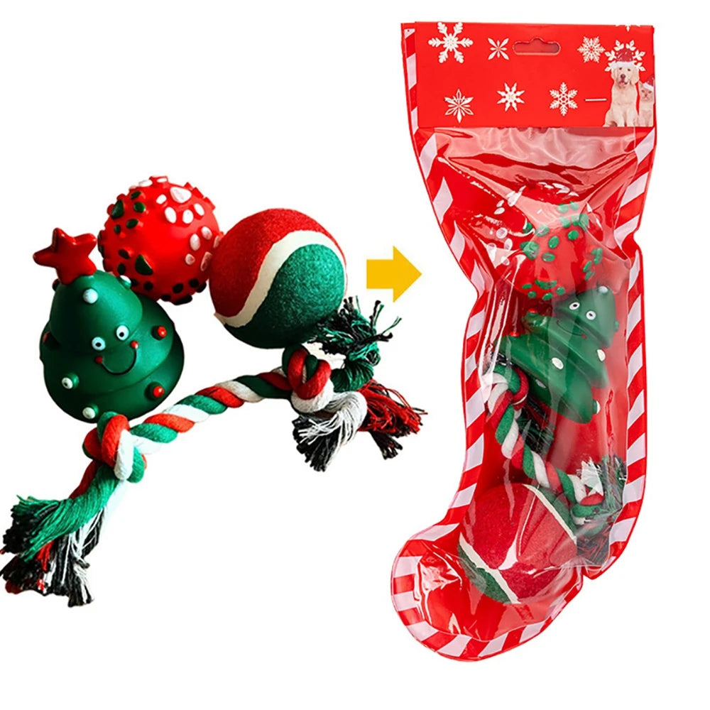 Christmas Socks Pet Dog Toys Set