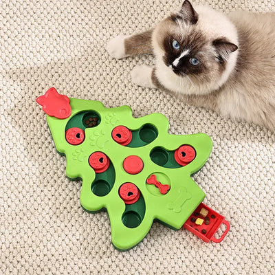 Interactive Dog Puzzle Toys Christmas Tree Dog Slow Feeder