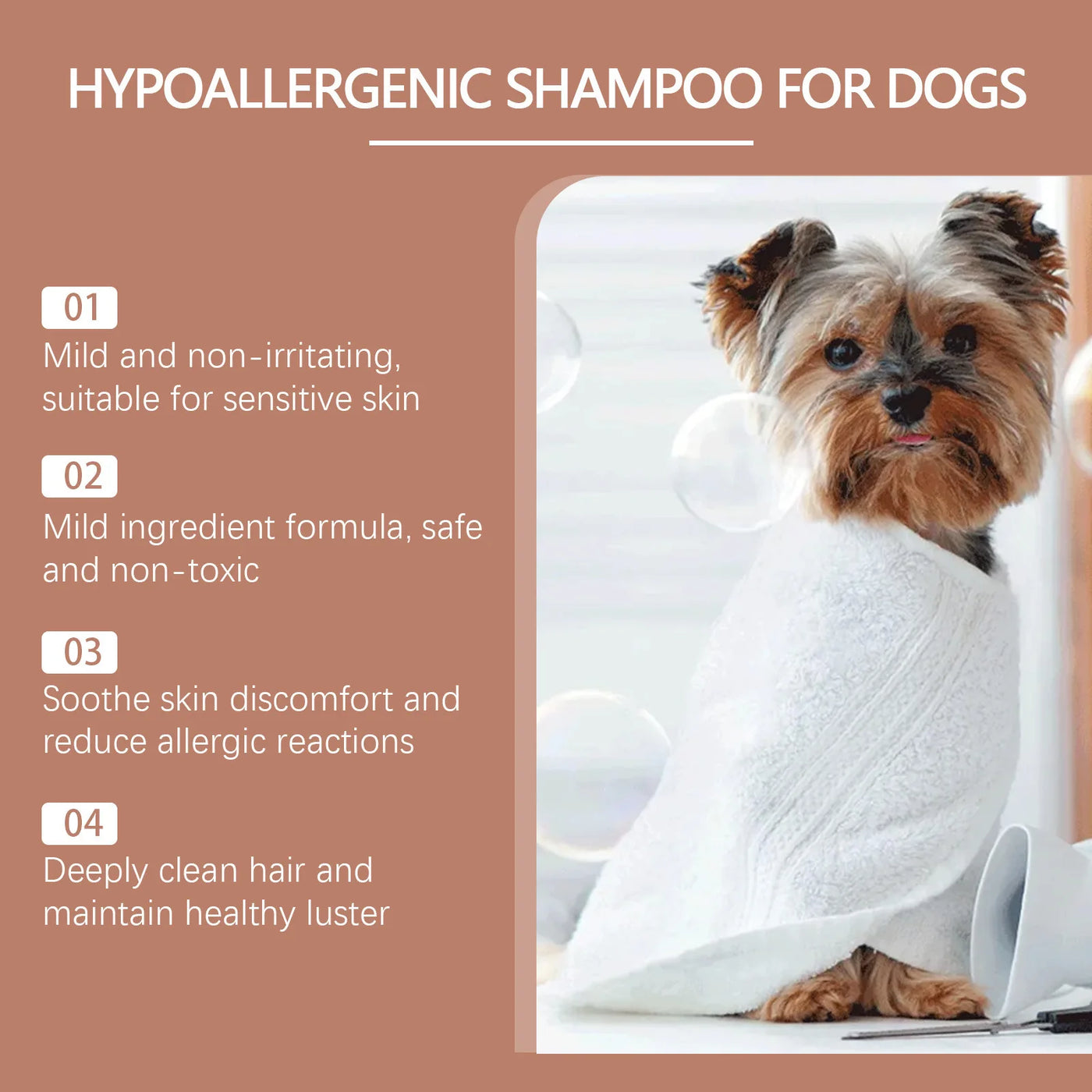 Shampoing Ultra Sensetive pour animaux de compagnie, lissant et soulageant les démangeaisons