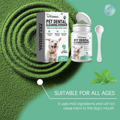 Poudre pour dents de chien Prévient le tartre Élimine les odeurs buccales Élimine la plaque dentaire Nettoyage du tartre dentaire Solution de nettoyage buccal pour animaux de compagnie