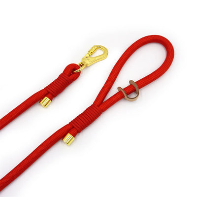 Edles rotes Set aus weichem Hundehalsband und Leine aus Leder