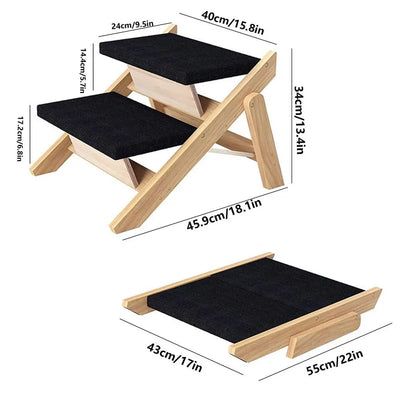 Foldable Pet Stairs 2 In 1 Wooden