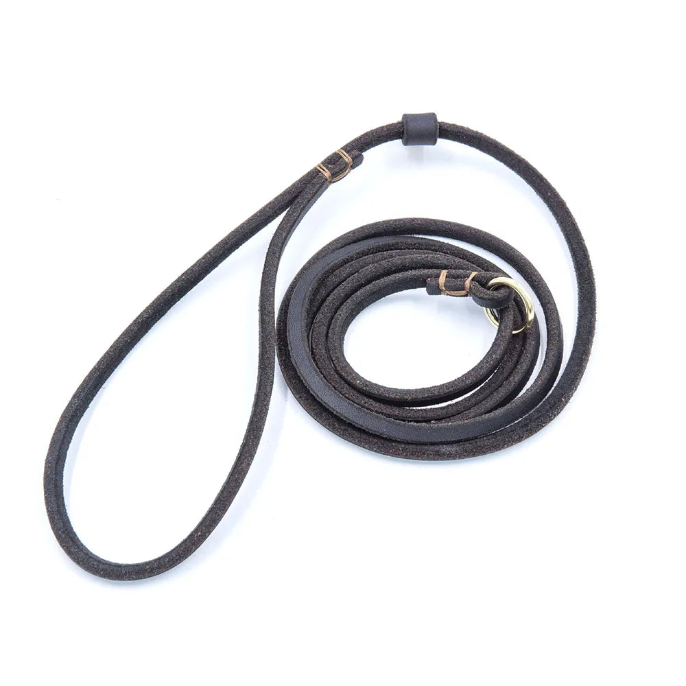 Leather Slip Lead Dog Leash Soft Adjustable