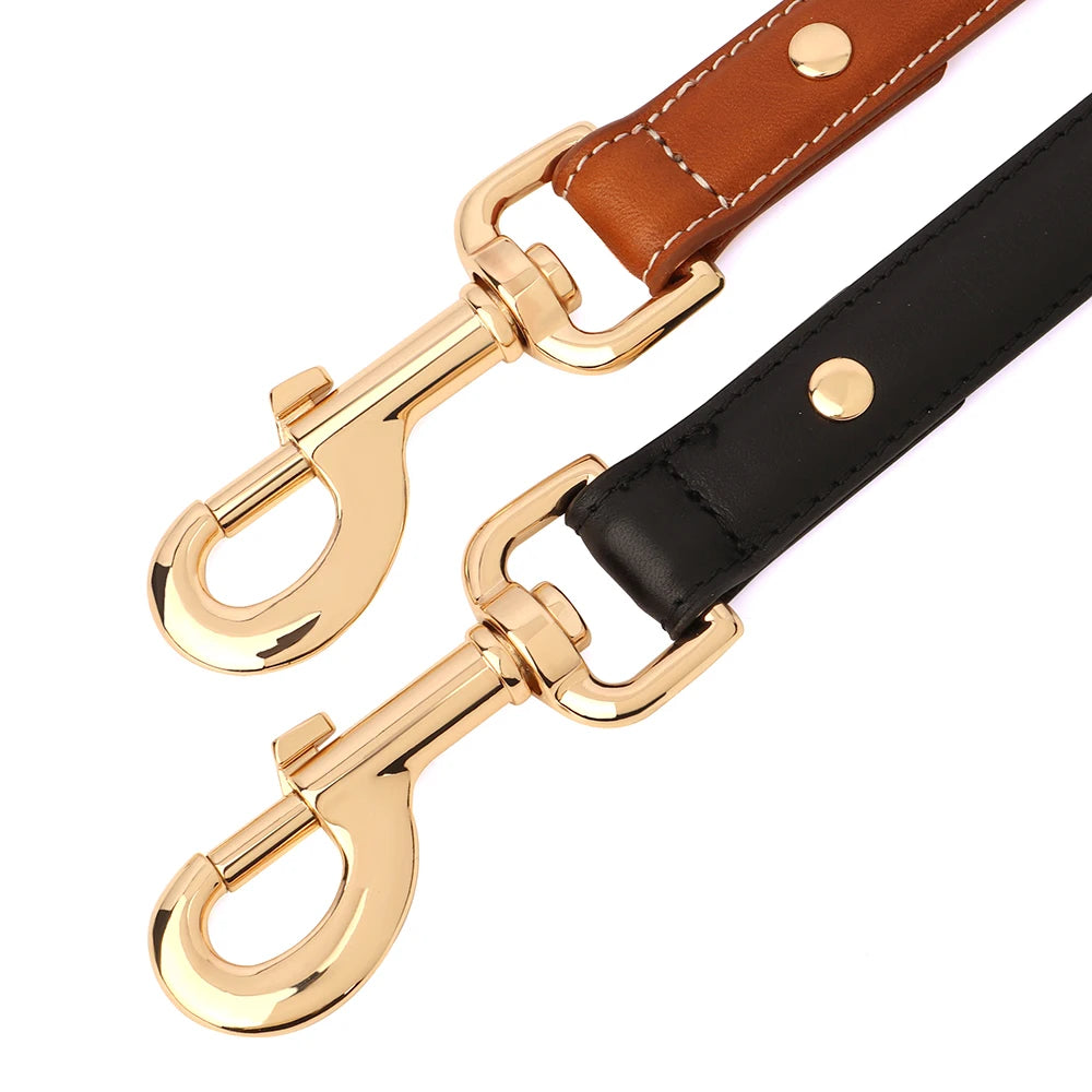 Classic Soft Leather Dog Leash adjustable