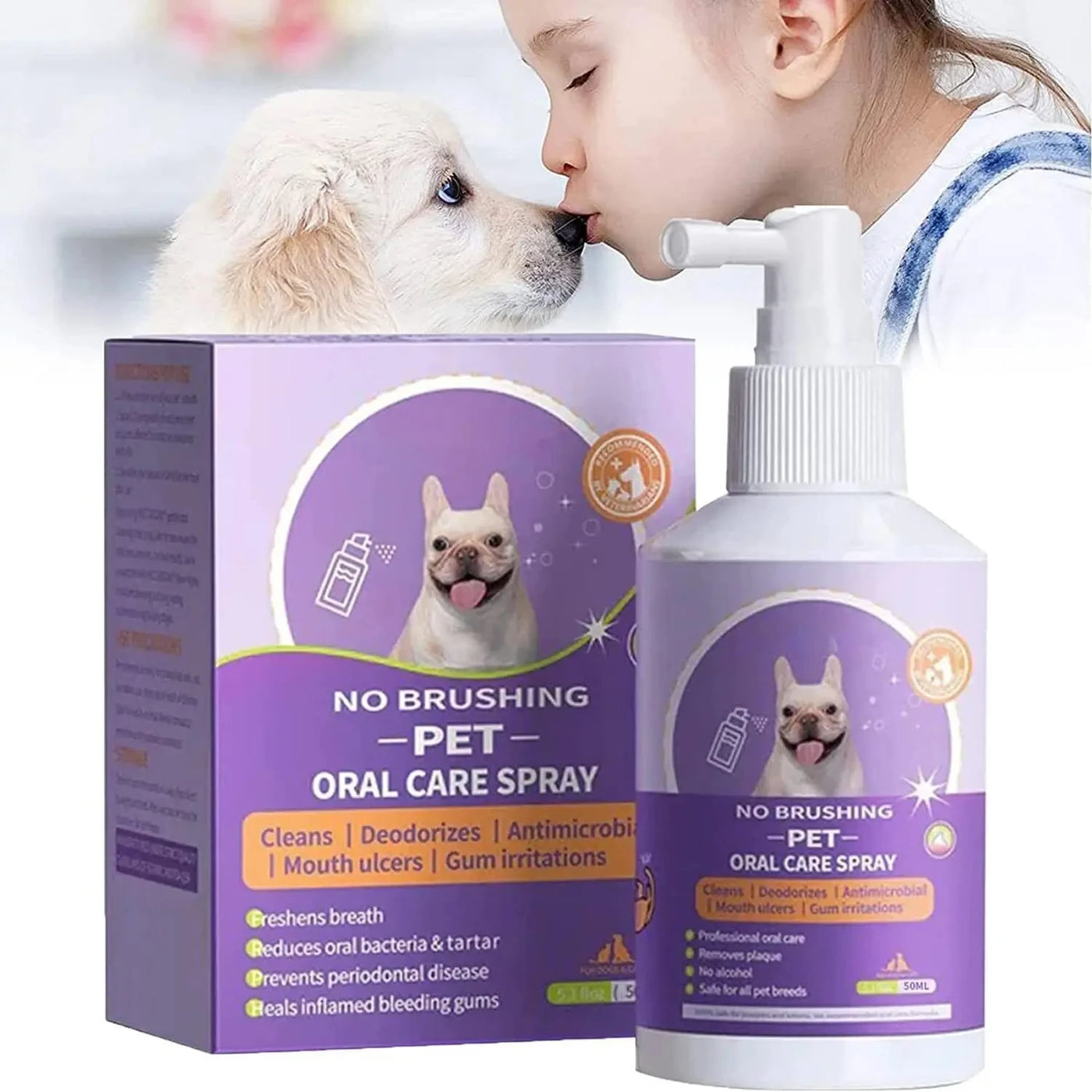 Spray nettoyant oral pour animaux de compagnie, déodorant pour nettoyer les dents, 50 ml