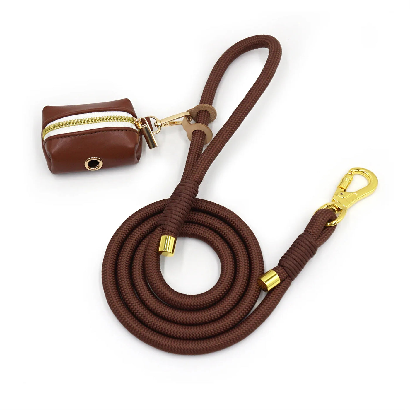 Ensemble collier et laisse en cuir souple Classy Choco