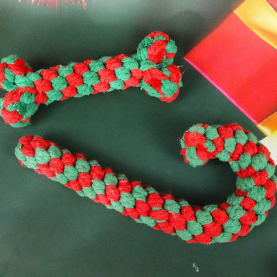 Christmas Dog Toys Braided Cotton Rope