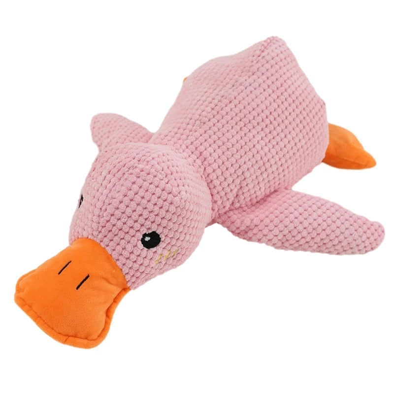 Jouet à mâcher pour chien en peluche avec canard en fourrure Jouet sûr avec son de hochet Canard en peluche