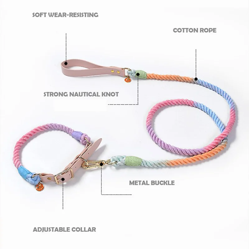 Colorful Macaron Pet Collar & Leash Set