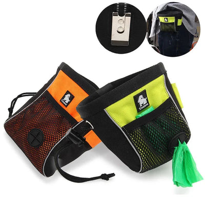 Sac de voyage multi-usages pour friandises et friandises pour chien avec clip réfléchissant