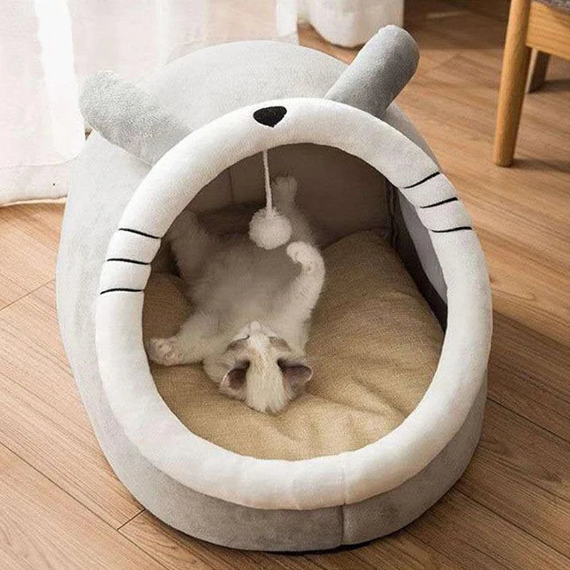 Deep Sleep Cat Bed Cartoon Pet Bed Foldable Removable Washable