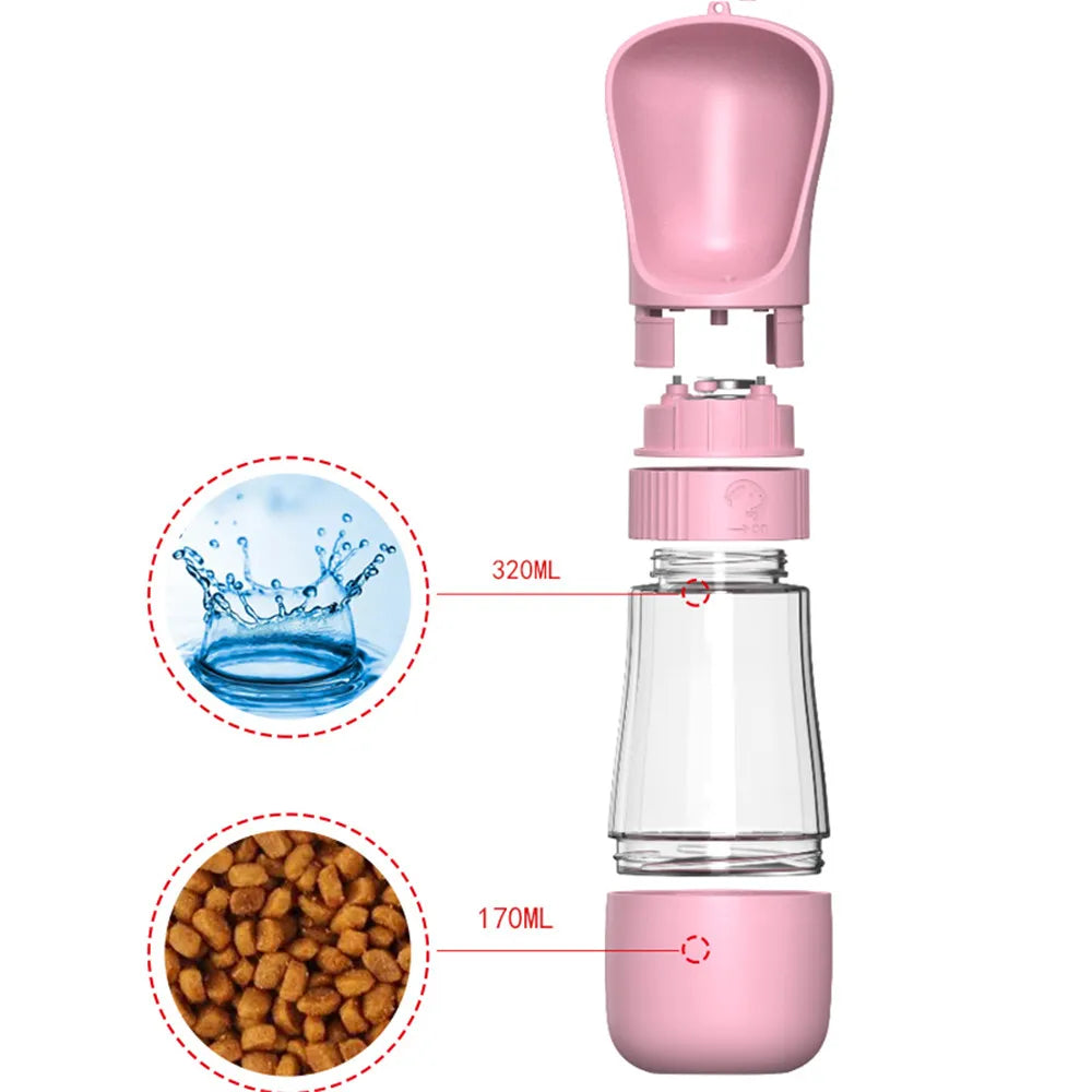 Portable 3 in 1 Dog Food & Water Bottle