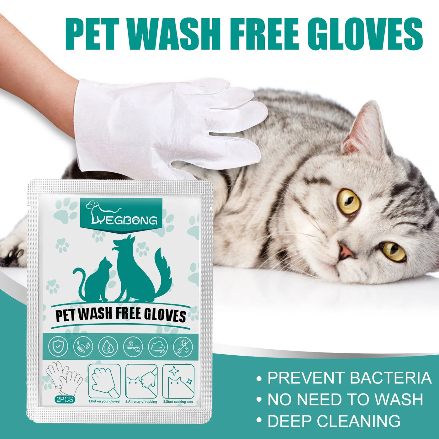 Pet Disposable Cleaning Gloves Wash Free No Rinse