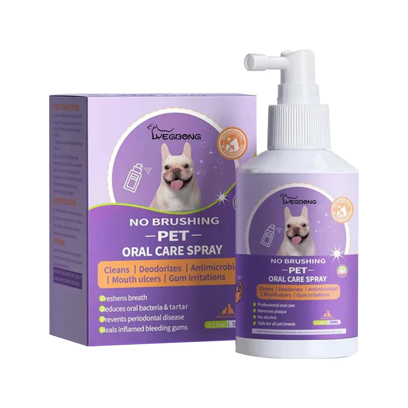 Spray nettoyant oral pour animaux de compagnie, déodorant pour nettoyer les dents, 50 ml