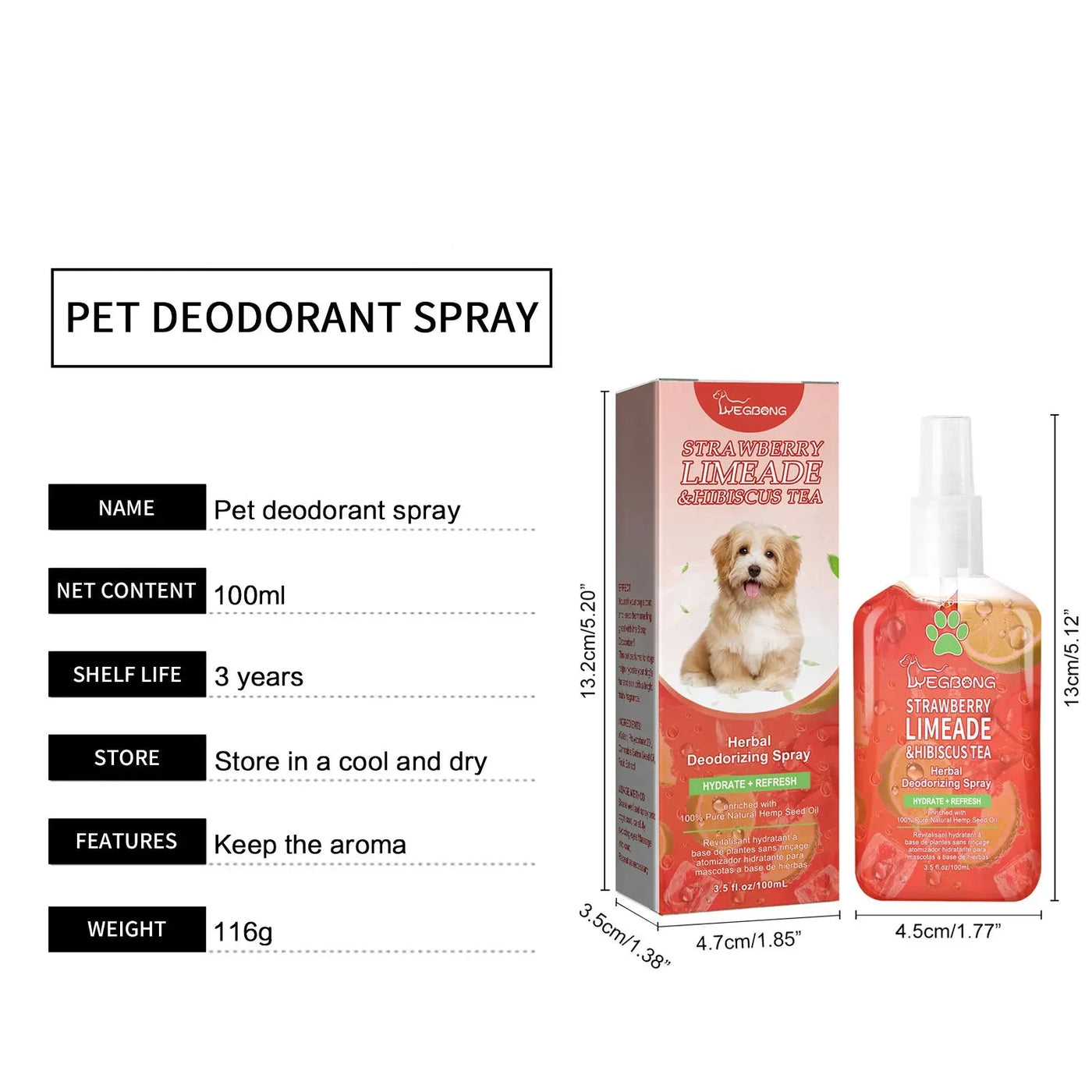 Spray éliminateur d'odeurs d'animaux de compagnie Sensitive Fresh Smell liquide