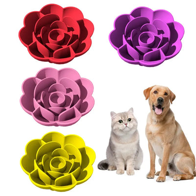 Rose Silicone Slow Food Bowl Anti-Choking Anti-Knocking Food Bowl with Suction Cup