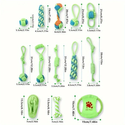 Ensemble de jouets en corde de coton pour chien 13 pièces/9 pièces