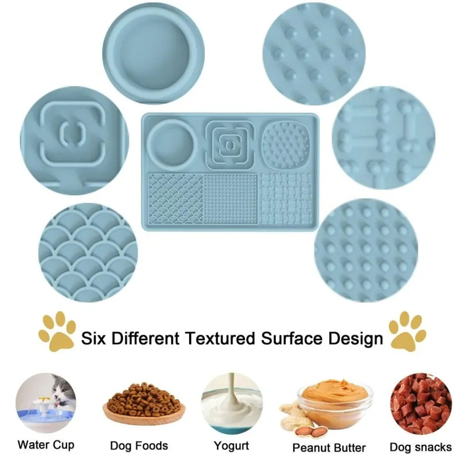 6in1 Slow Feeder Dog Bowls Silicone Licking Mat