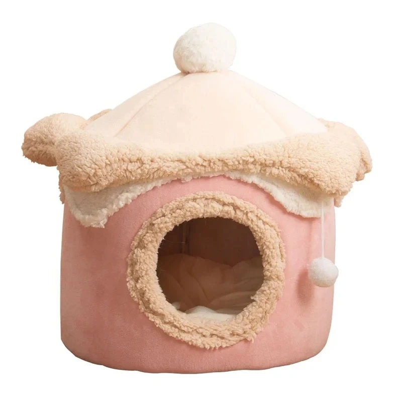 Warm Winter Cat Dog House Deep Sleep Pet Nest Geometric Ice Cream