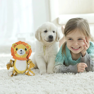 Jouets en peluche pour chien en forme de lion couineur en coton sûr