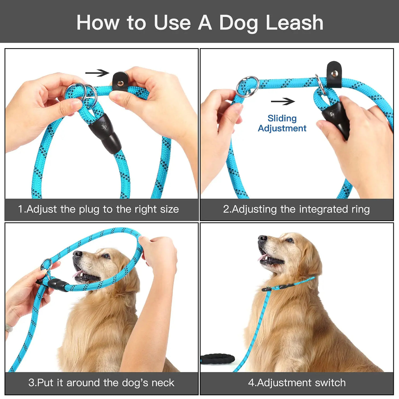 Soft Touch Adjustable Anti-slip No-pull Dog Leash & Collar