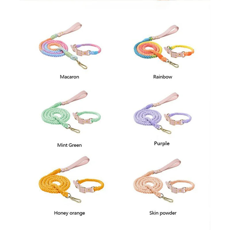 Colorful Macaron Pet Collar & Leash Set