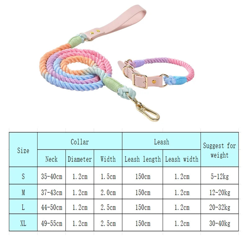 Colorful Macaron Pet Collar & Leash Set