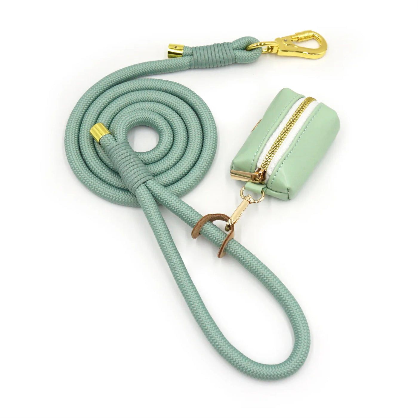 Classy Mint Soft Leather Dog Colar & Leash Set