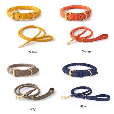 Ensemble collier et laisse pour chien en cuir de qualité supérieure, plusieurs couleurs