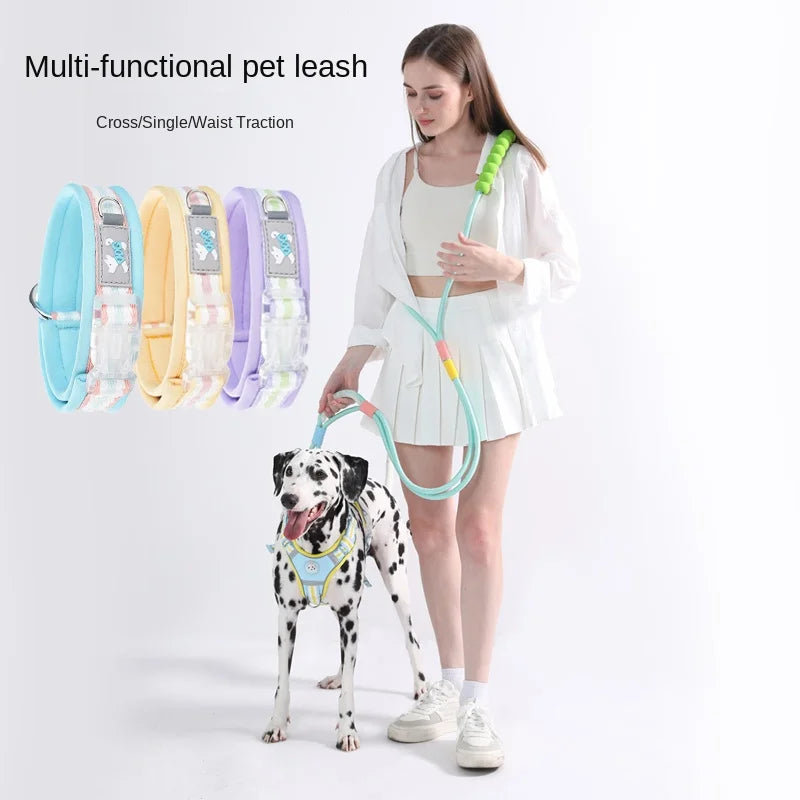 Soft Touch Collar & Leash Set Double-section Multi-function Hands Free