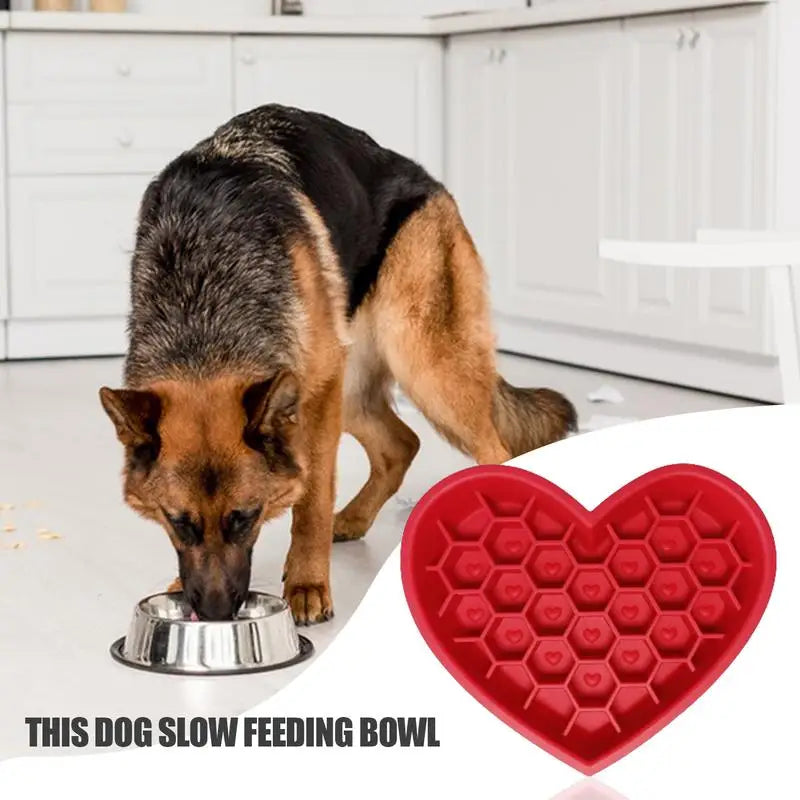 Gamelle en silicone antidérapante pour animal de compagnie Heart Pet Slow Feeder