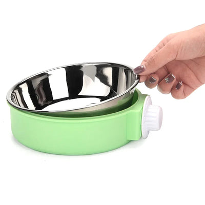 Pet Bowl Removable Stainless Steel Pet Kennel Cage Hanging