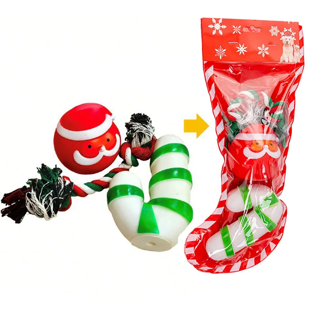 Christmas Socks Pet Dog Toys Set