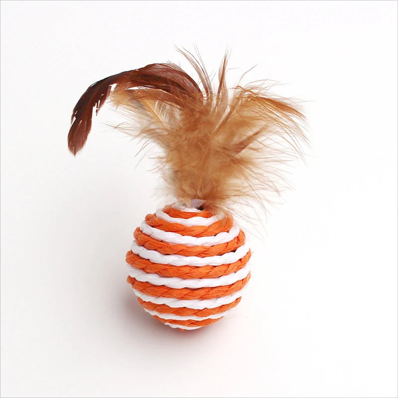 4Pieces Colorful Sisal Interactive Cat Ball Set