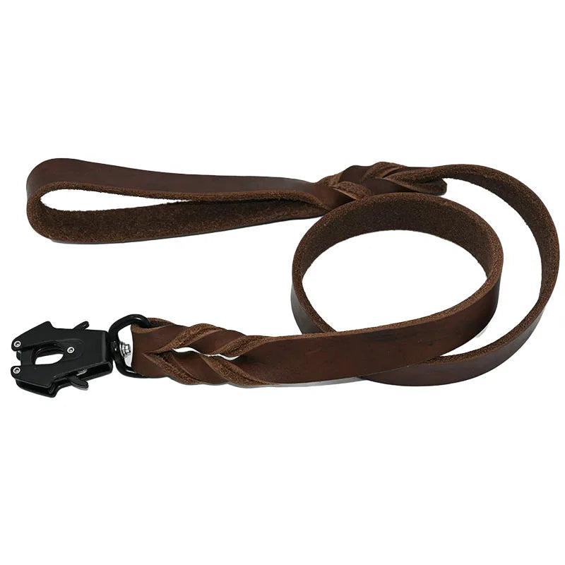 Braided Dog Leash Leather Safety Clip