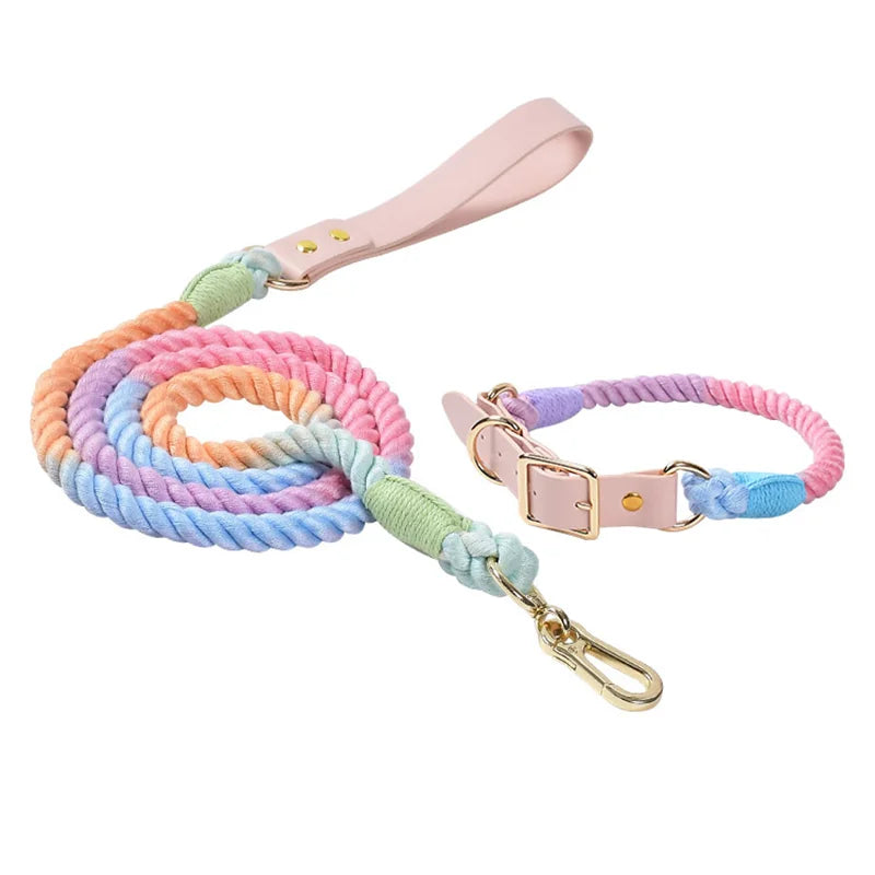 Colorful Macaron Pet Collar & Leash Set