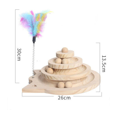 Katzenturm aus Holz mit 2/3 Ebenen und Federn