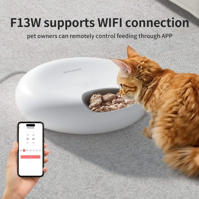 Distributeur automatique de nourriture pour animaux de compagnie à 6 repas, bols intelligents à distance Wi-Fi pour aliments humides et secs