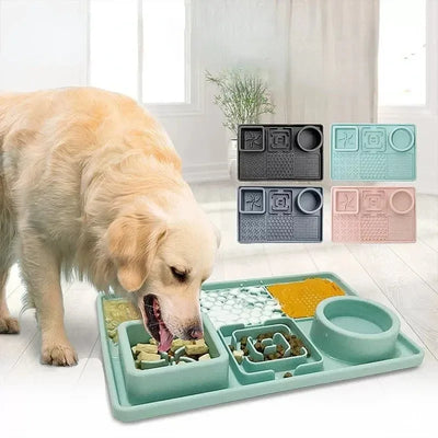 6in1 Slow Feeder Dog Bowls Silicone Licking Mat