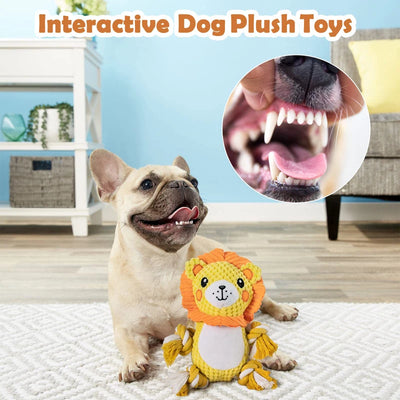 Jouets en peluche pour chien en forme de lion couineur en coton sûr