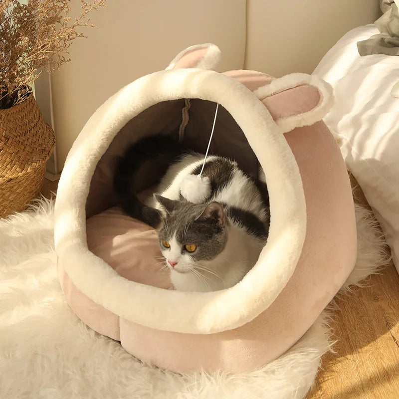 Lit pour chat Deep Sleep Cartoon Pet Bed Pliable Amovible Lavable