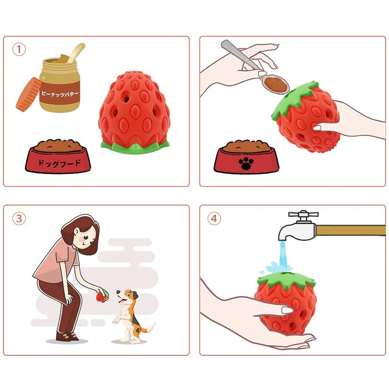 Strawberry Rubber Food Leaking Chew Toy