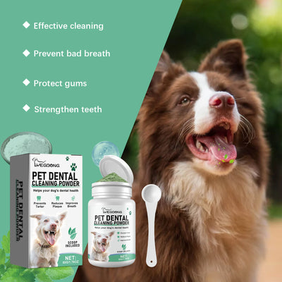 Poudre pour dents de chien Prévient le tartre Élimine les odeurs buccales Élimine la plaque dentaire Nettoyage du tartre dentaire Solution de nettoyage buccal pour animaux de compagnie