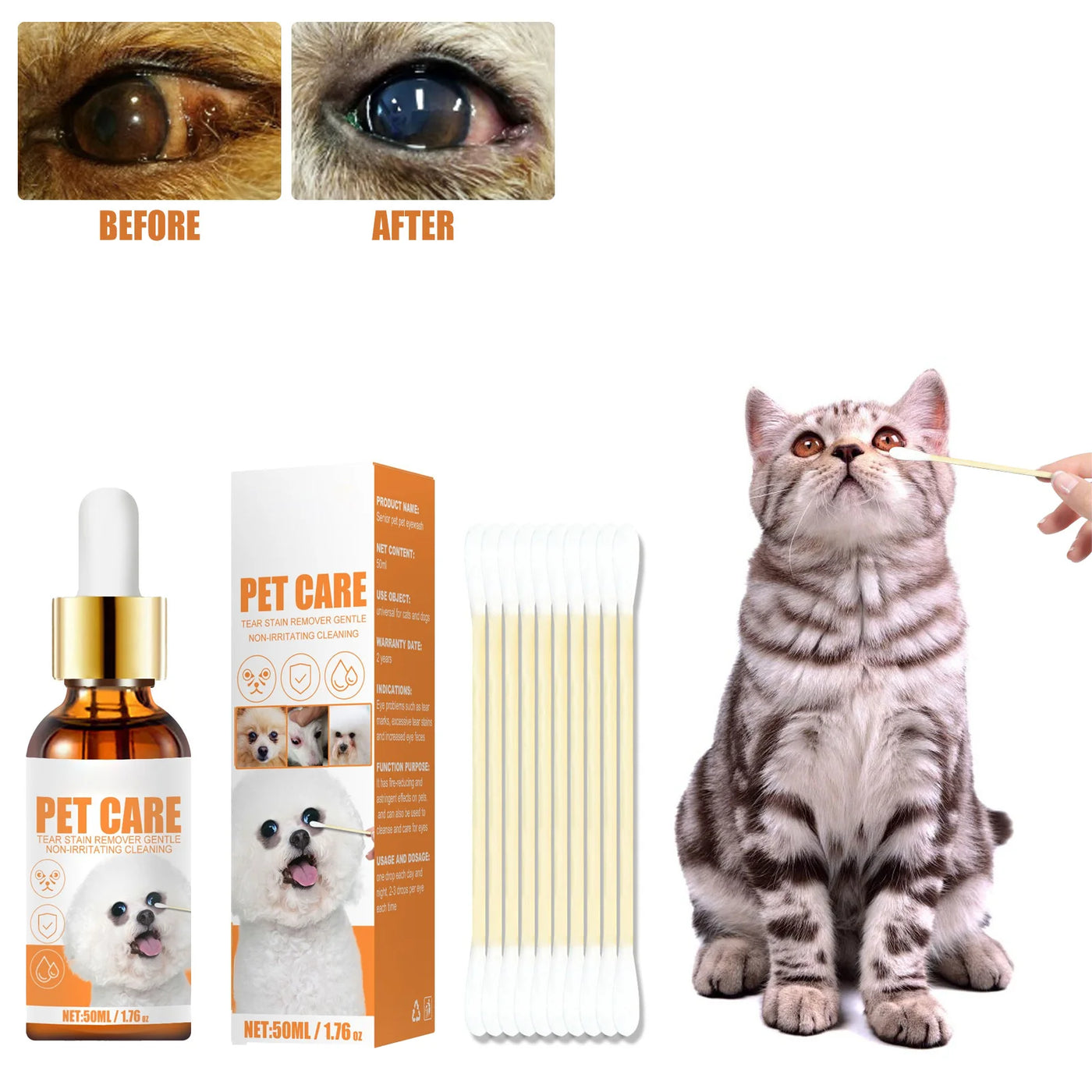 Pet Eye Wash Drops Remove Tear Marks & Tear Stain Remover