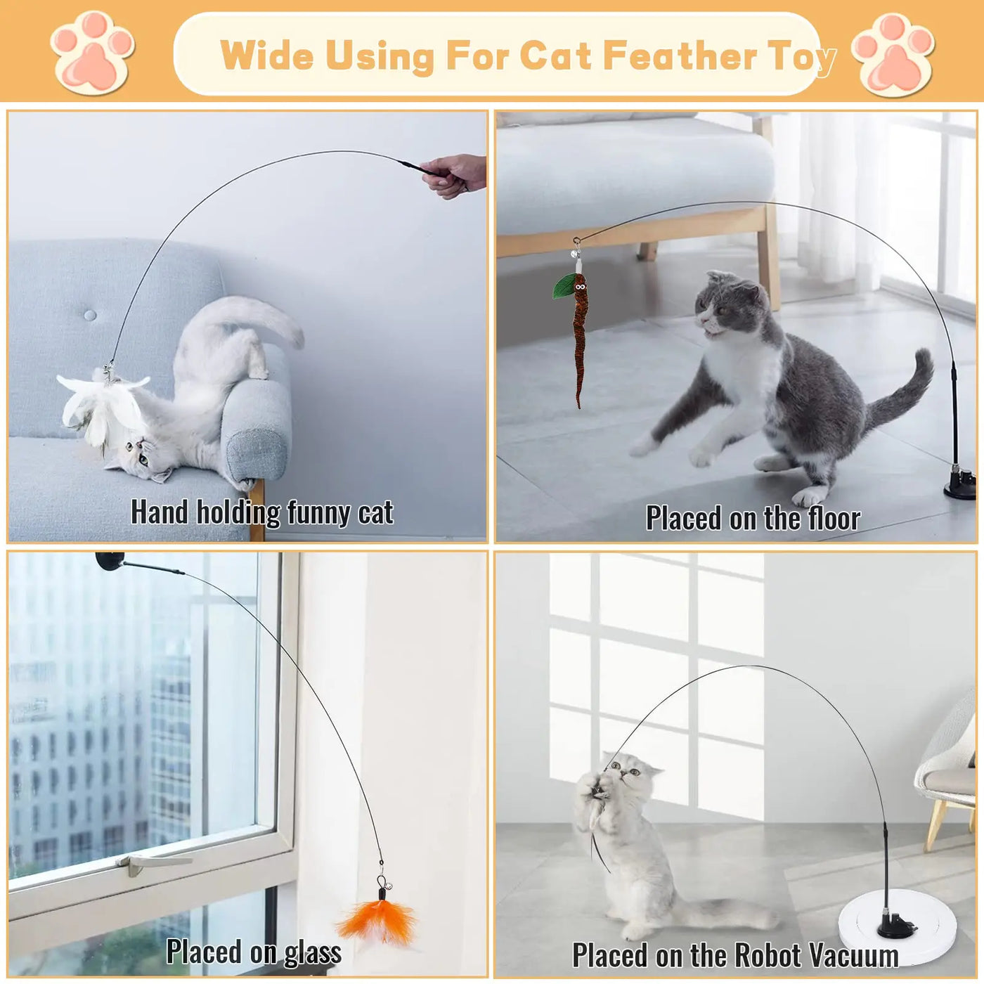 Jouets pour chats Plumes Baguette Jouet interactif Jouets pour chaton avec Super