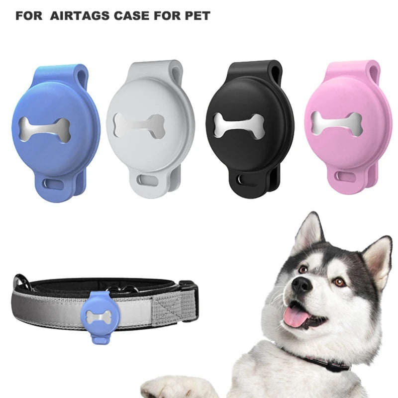 Safety Bone Air-tag Dog Collar Holder Silicone