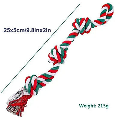 Christmas Dog Rope Toy Interactive Knots Cotton