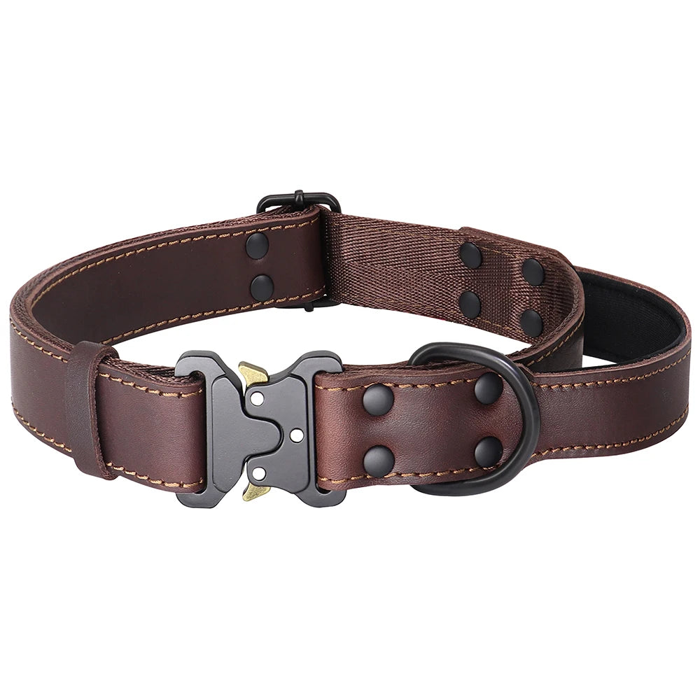 Quick Click Control Soft Real Leather Big Dog Collar – Premium Comfort and Control