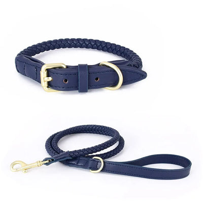 Premium-Hundehalsband- und Leinenset aus Leder, mehrere Farben