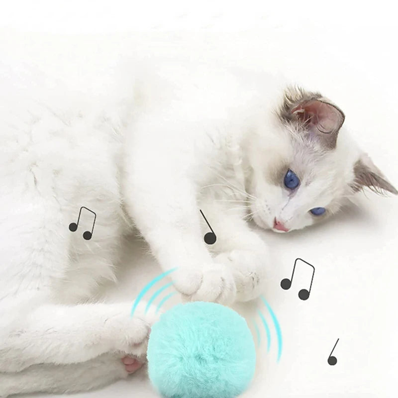 Balle interactive pour chat, jouet intelligent en peluche, entraînement électrique à l'herbe à chat